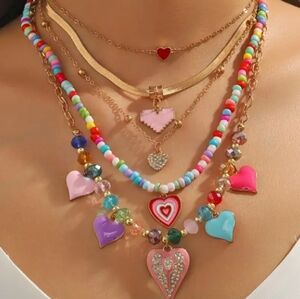 Be my valentine love hearts necklace